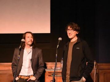 Andrew Day and Joe Biglin answer questions from the audience after the screenings of their original films NIGHT WATCH and FEBRUARY 14, 1992 at the Michigan Theater.